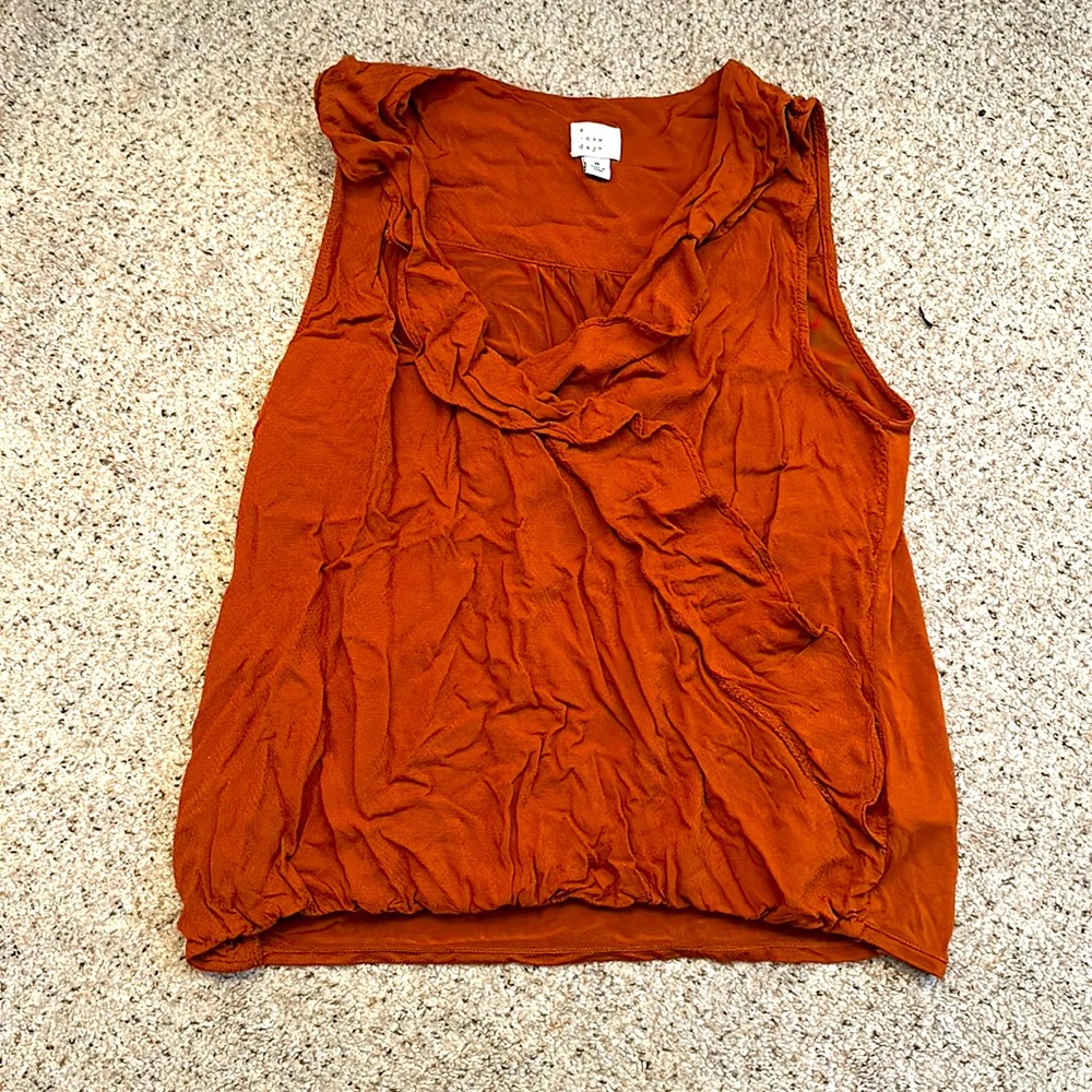 Brown crossover work blouse - M
